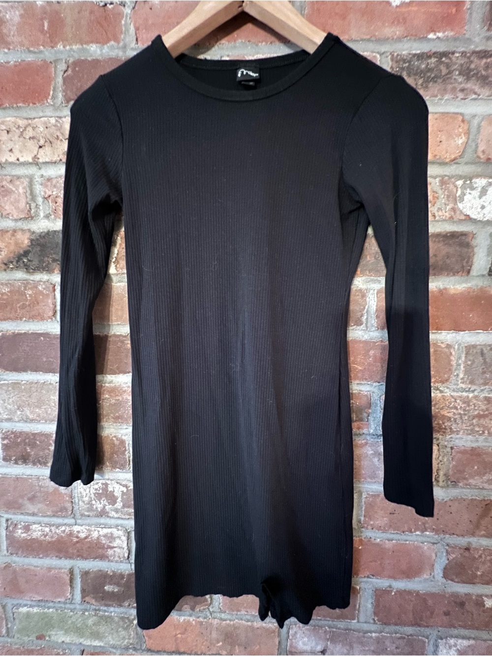 art class Black Ribbed Long-Sleeve Dress for girls